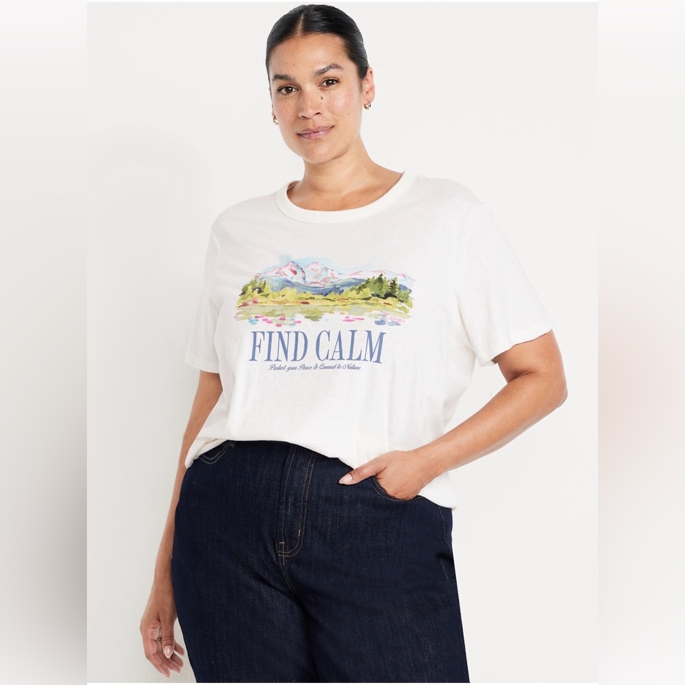 Old navy White Graphic T-Shirt with Scenic Print